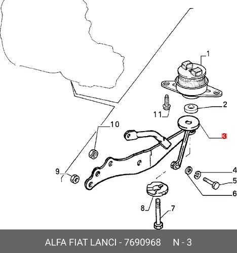 Кронштейн, подвеска двигателя 7690968 FIAT