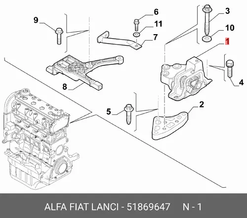 Подвеска, двигатель 51869647 FIAT