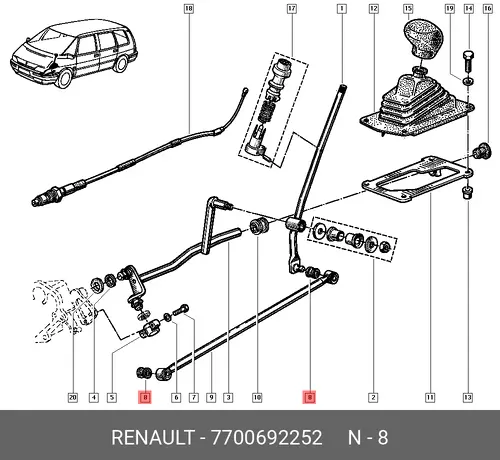  РЕМ. КОМ. РЫЧАГА КПП R25 7700692252 RENAULT