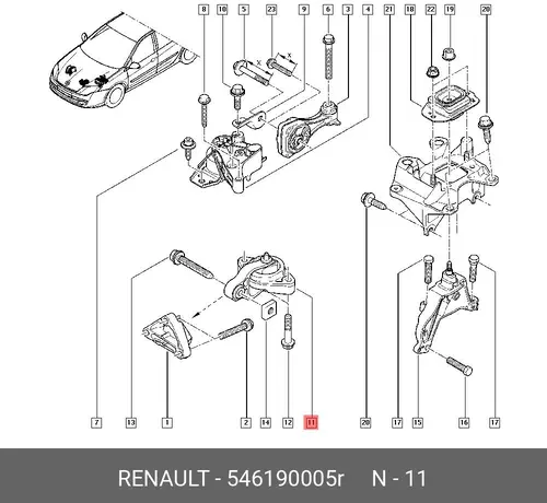 Подушка крепления двигателя RENAULT 546190005R