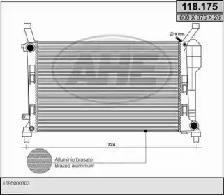 Радиатор системы охлаждения двигателя AHE 118.175