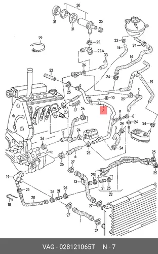 патрубок радиатора VW 028121065T VAG
