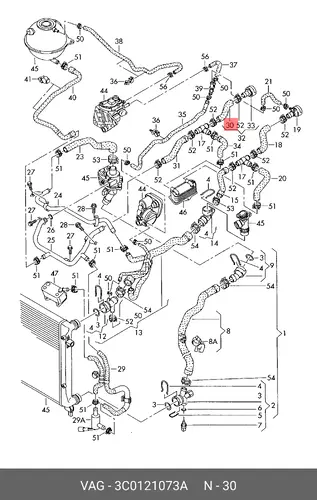 (VW), Шланг системы охлаждения 3C0121073A VAG