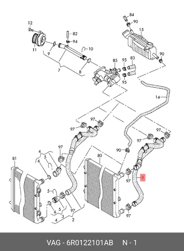 ПАТРУБКИ РАДИАТОРА, CGGB 1.4 6R0122101AB VAG