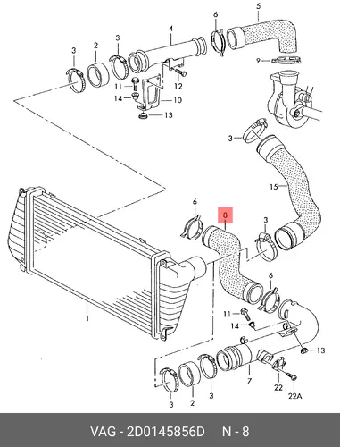 ПАТРУБОК ИНТЕРКУЛЕРА ВЫПУСКНОЙ VW 2D0145856D VAG