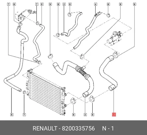 Шланг радиатора 8200335756 RENAULT