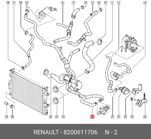 Шланг радиатора 8200611706 RENAULT