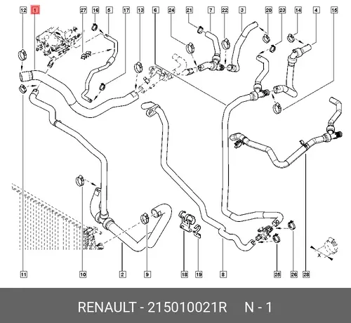 Шланг радиатора 215010021R RENAULT