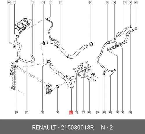 215030018R ПАТРУБОК РАДИАТОРА (РЕЗ) RENAULT