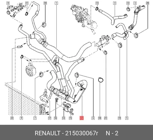 Шланг радиатора 215030067R RENAULT