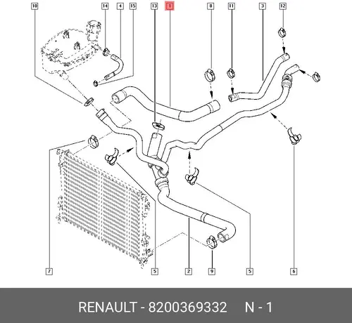 Шланг радиатора 8200369332 RENAULT