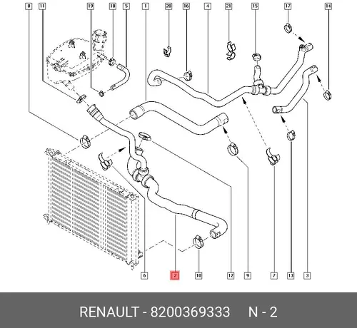 Шланг радиатора 8200369333 RENAULT
