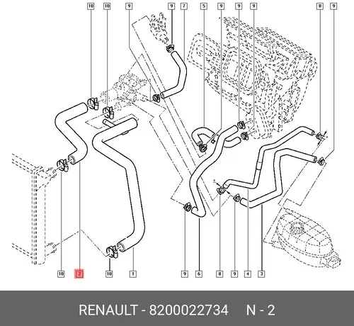 Шланг радиатора 8200022734 RENAULT
