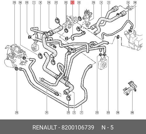 Патрубок радиатора двигателя 8200106739 RENAULT