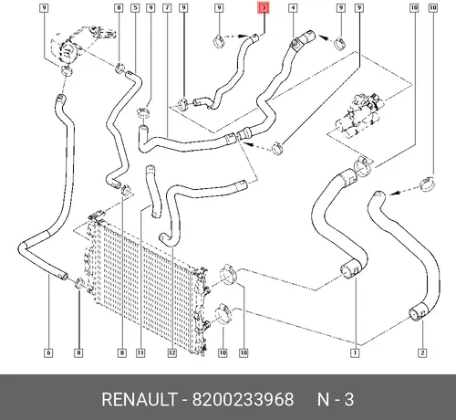 8200233968 ПАТРУБОК ОТОПИТЕЛЯ RENAULT