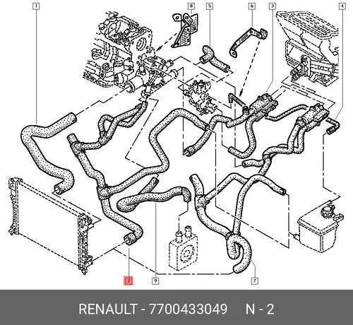 Шланг радиатора 7700433049 RENAULT
