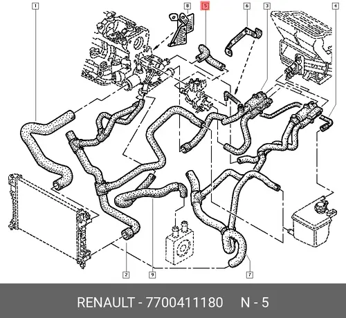 Шланг радиатора 7700411180 RENAULT