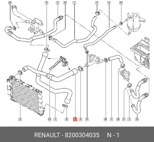 Шланг радиатора 8200304035 RENAULT