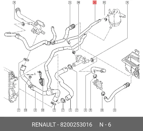 Шланг радиатора 8200253016 RENAULT