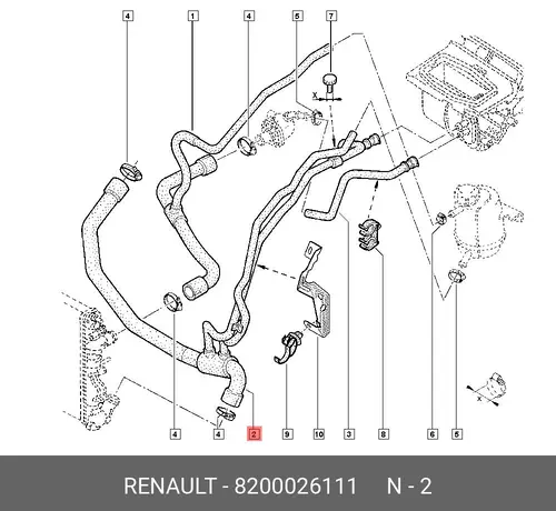 Шланг радиатора 8200026111 RENAULT