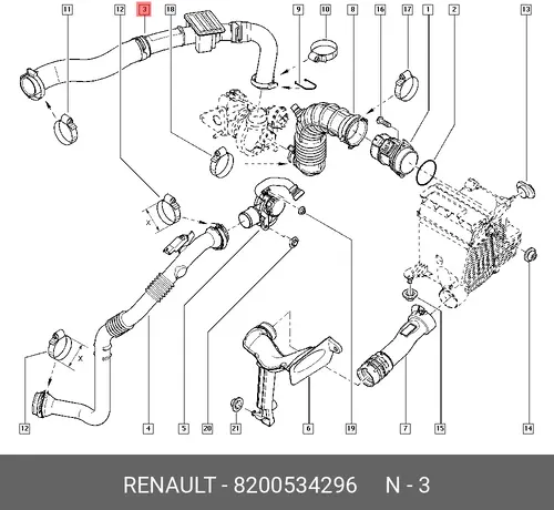 Шланг радиатора 8200534296 RENAULT