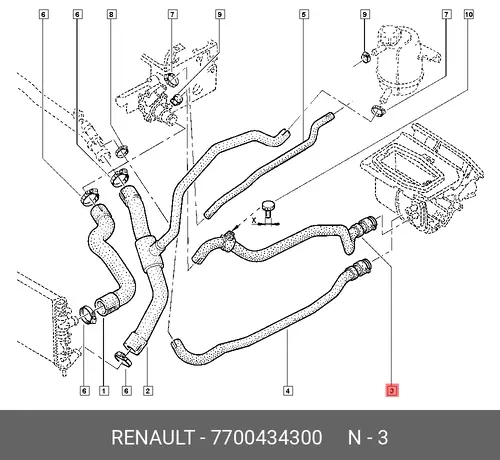 ПАТРУБОК ОТОПИТЕЛЯ 7700434300 RENAULT