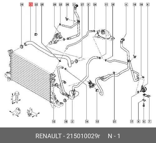 ПАТРУБОК РАДИАТОРА СИСТ ОХЛ ДВ(РЕЗ,Б/Ф 215010029R RENAULT