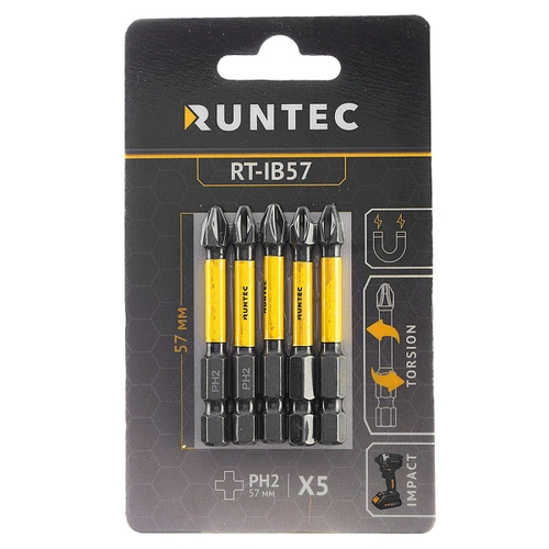 Бита ударная RUNTEC H6.35 57мм PH2 5шт. RTIB57