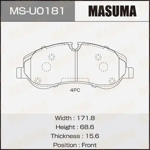 Тормозные колодки дисковые MASUMA MSU0181