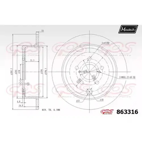 Тормозной диск MAXTECH 863316.0000