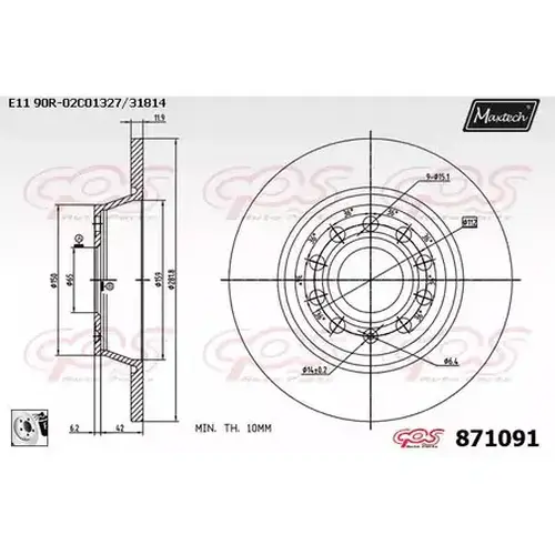 Тормозной диск MAXTECH 871091.0080