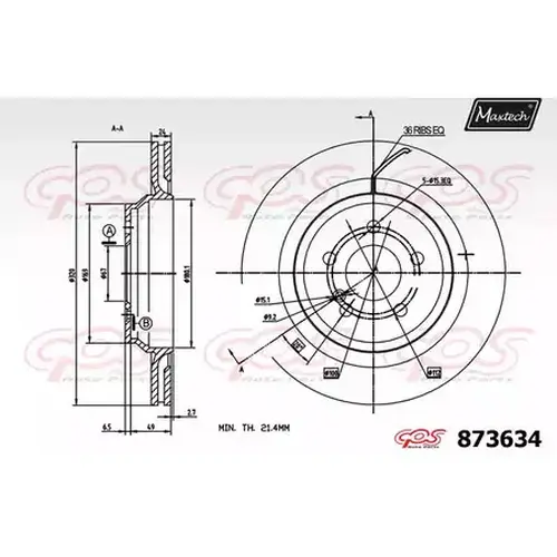 Тормозной диск MAXTECH 873634.0000