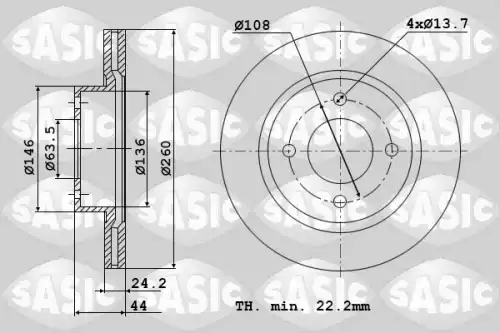 Тормозной диск SASIC 9004808J