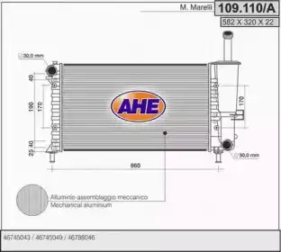 Радиатор системы охлаждения двигателя AHE 109110/A