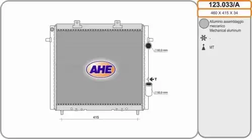 Радиатор системы охлаждения двигателя AHE 123033/A