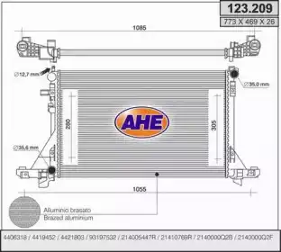 Радиатор системы охлаждения двигателя AHE 123209