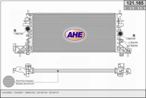 Радиатор системы охлаждения двигателя AHE 121185