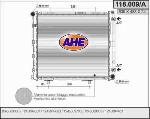 Радиатор системы охлаждения двигателя AHE 118009/A