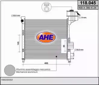 Радиатор системы охлаждения двигателя AHE 118045