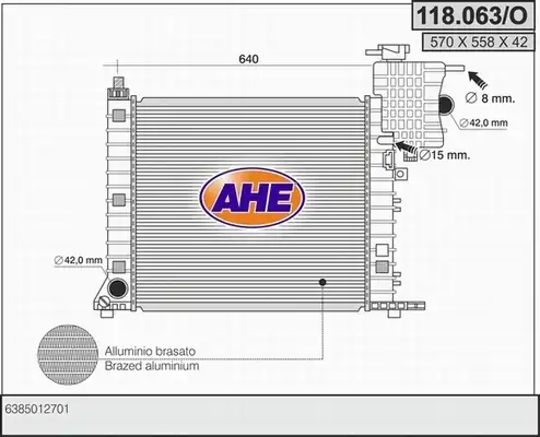 Радиатор системы охлаждения двигателя AHE 118063/O