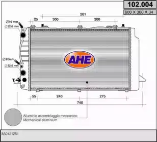 Радиатор системы охлаждения двигателя AHE 102004