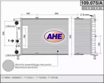 Радиатор системы охлаждения двигателя AHE 109075/A