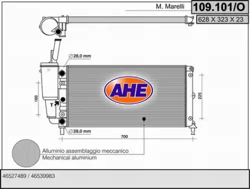 Радиатор системы охлаждения двигателя AHE 109101/O