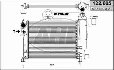 Радиатор системы охлаждения двигателя AHE 122005