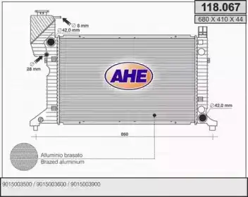 Радиатор системы охлаждения двигателя AHE 118067