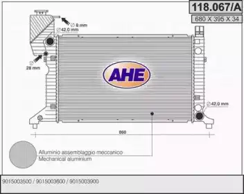 Радиатор системы охлаждения двигателя AHE 118067/A
