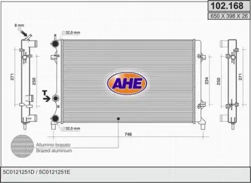 Радиатор системы охлаждения двигателя AHE 102168