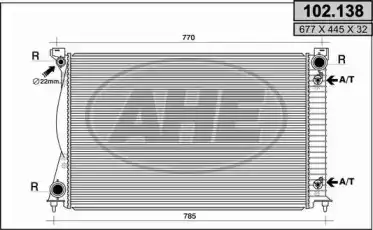 Радиатор системы охлаждения двигателя AHE 102138