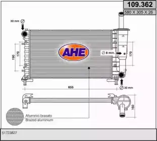 Радиатор системы охлаждения двигателя AHE 109362