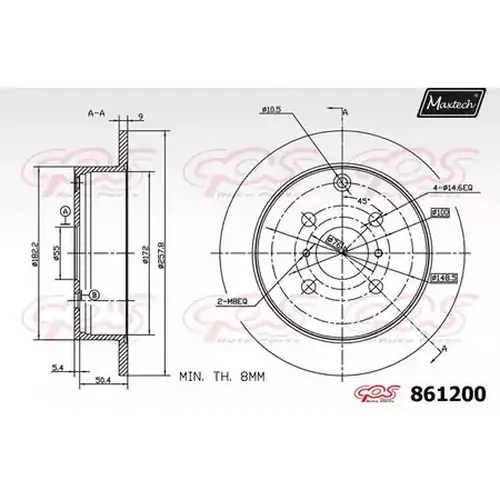 Тормозной диск MAXTECH 8612000000